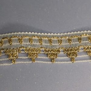 1131 Тесьма  Декоративная. Белая с золотом.
